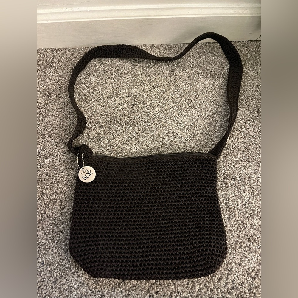 The Sak Dark Brown Woven/Knit Shoulder Purse